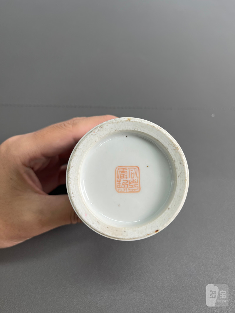 清咸丰 粉彩粉彩“无双谱”笔筒 - 图11